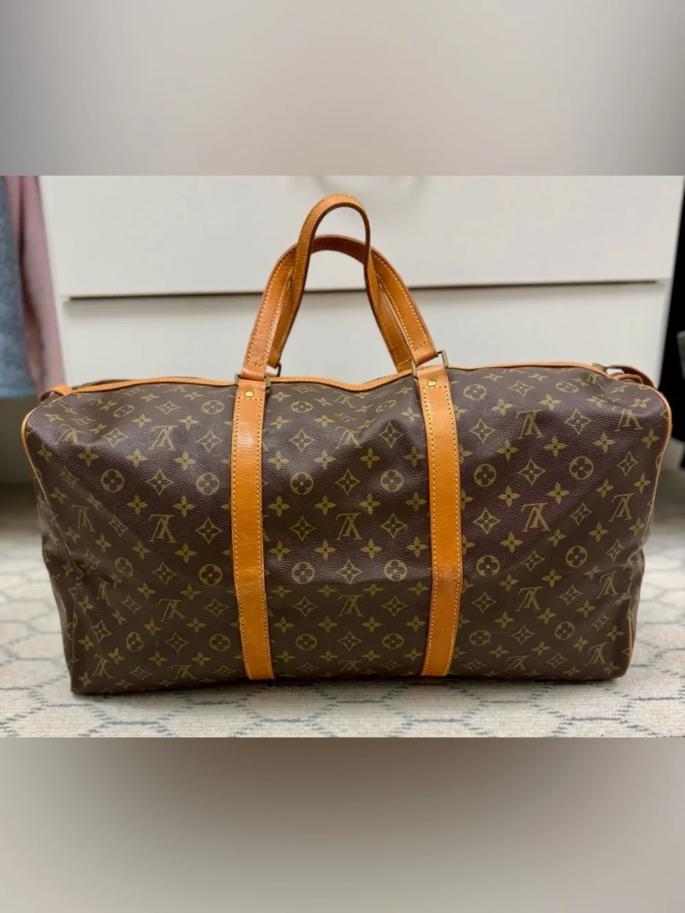 LOUIS VUITTON Vintage 80’s Brown Canvas Monogram LV Sac Souple 55 Travel Bag